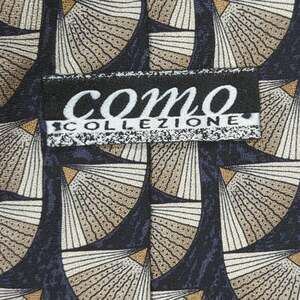 Como Collezione Men's Black, Gold, and Gray Geometric Silk Necktie